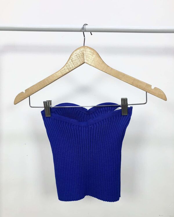 Cropped de tricot azul OPEN - P