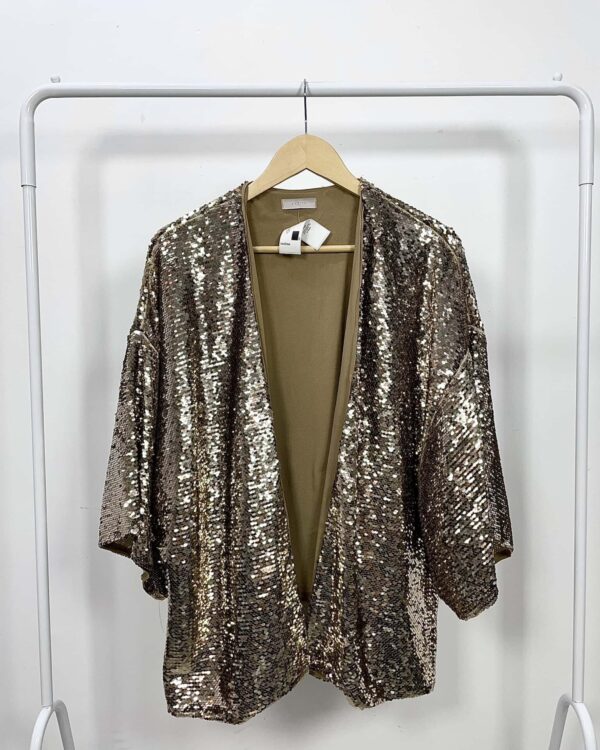 Kimono dourado paetê L'CECCI - PP - VENDIDO SISTEMA OTO