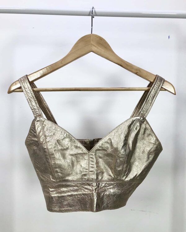 Cropped dourado de couro GUIPIRE - P - VENDIDO SISTEMA OTTO