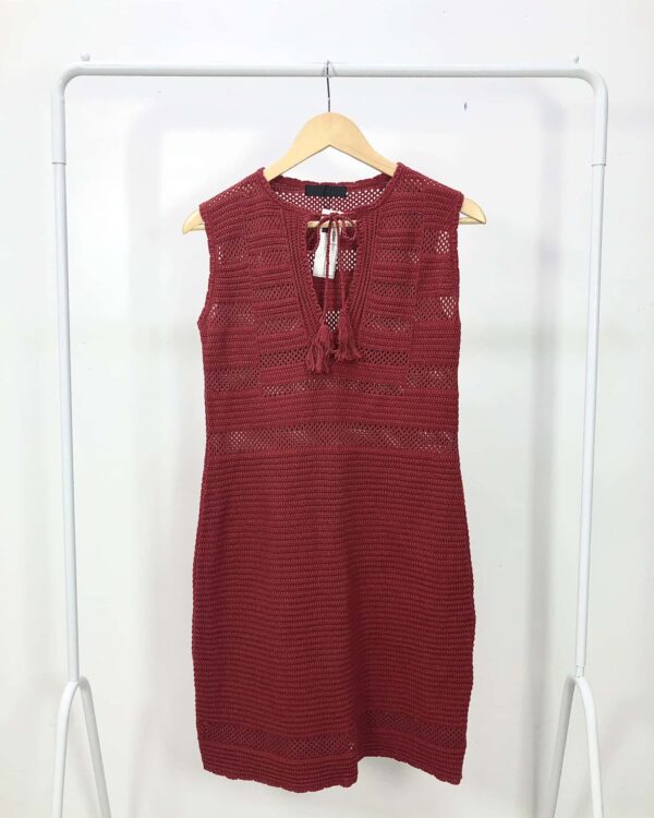 Vestido curto bordô crochê NK - P - VENDIDO SISTEMA OTO