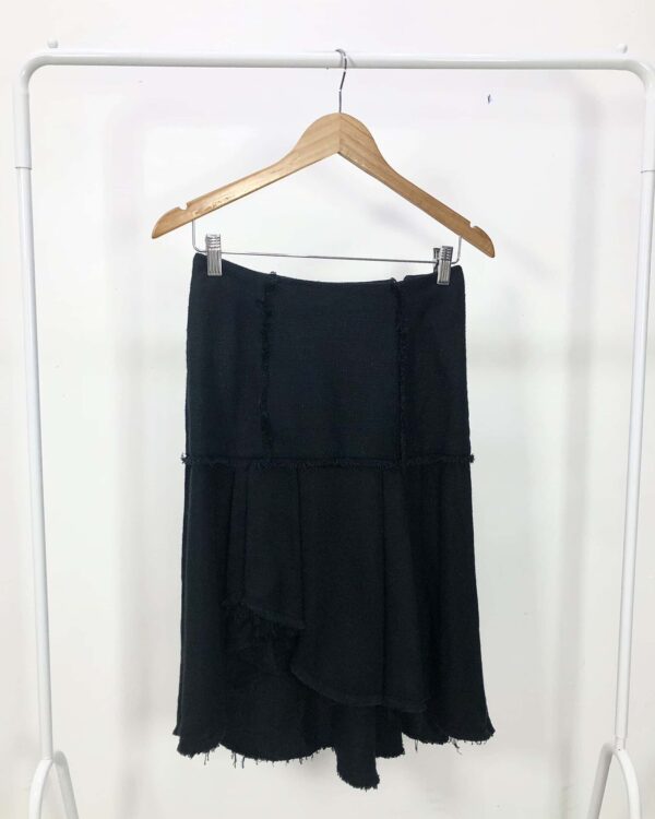 Saia preta babados linho CRIS BARROS - 36