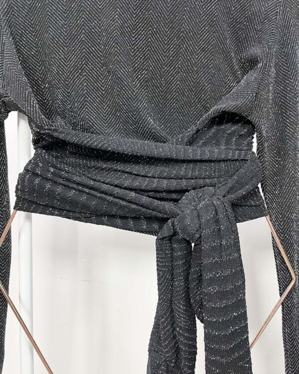 Top com amarração preto com lurex prata ANIMALE - G *nunca usado* - VENDIDO SISTEMA OTO