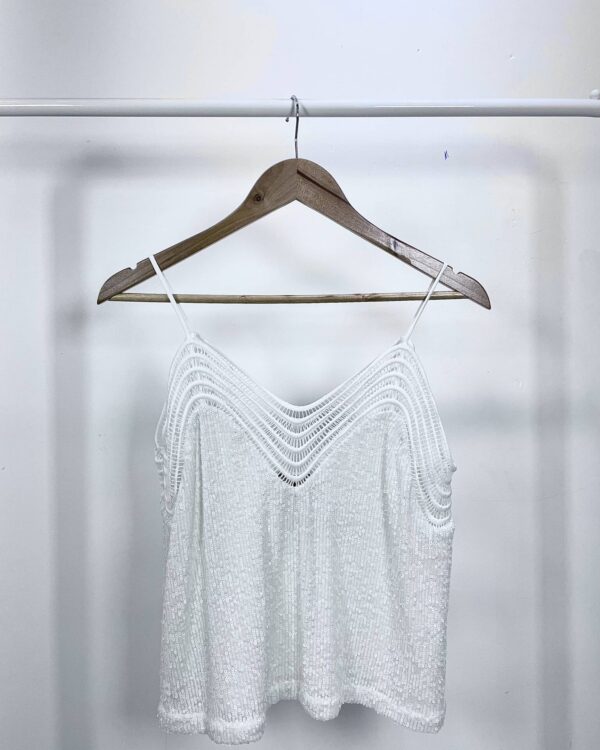 Blusa de paete branca BOBO - M - VENDIDO SISTEMA OTO