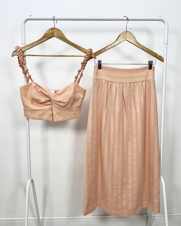 Conjunto saia e cropped salmão IORANE - 36 - VENDIDO SISTEMA OTTO