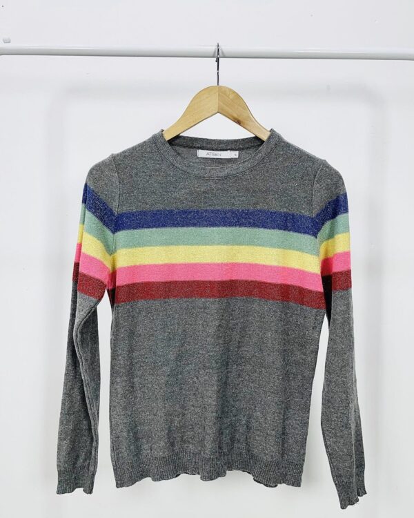 Blusa cinza com listra colorida ATEEN - P - VENDIDO SIST OTO