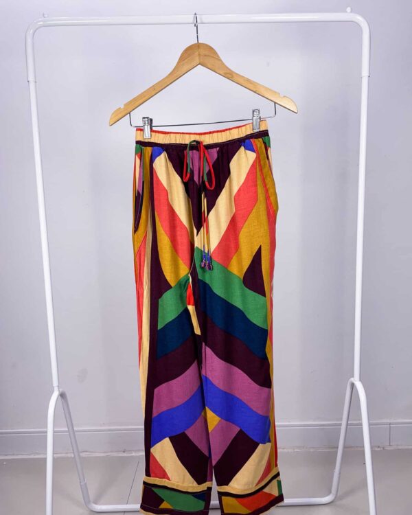 Calça colorida geométrica FARM - M - VENDIDOM SISTEMA OTO