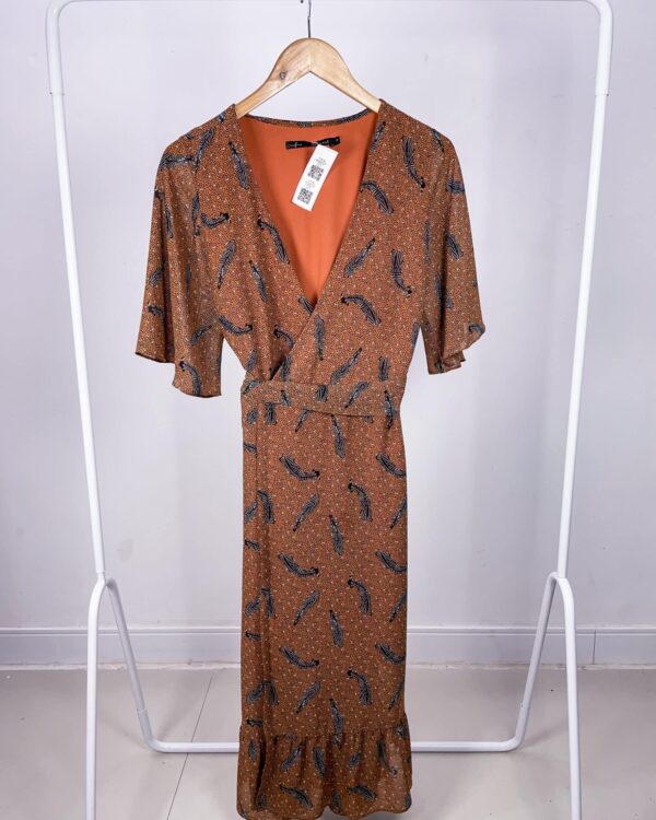 Vestido transpassado marrom estampado MARIA FILÓ - P - VENDIDO SISTEMA OTO