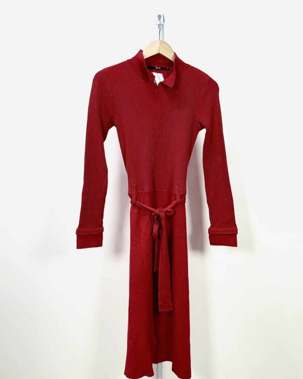 Vestido vermelho tricot canelado EVA - G - vendido sistem oto