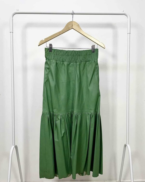 Saia couro midi verde RENATA GOES - P - VENDIDO SISTEMA OTO