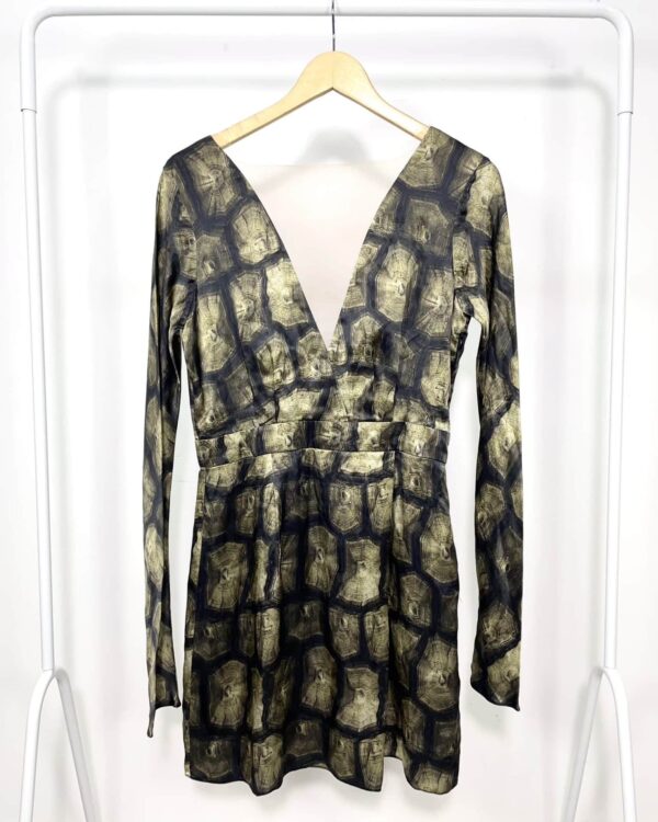 Vestido curto preto com estamp e tule no desconte ANIMALE - 38 - VENDIDO SISTEMA OTO