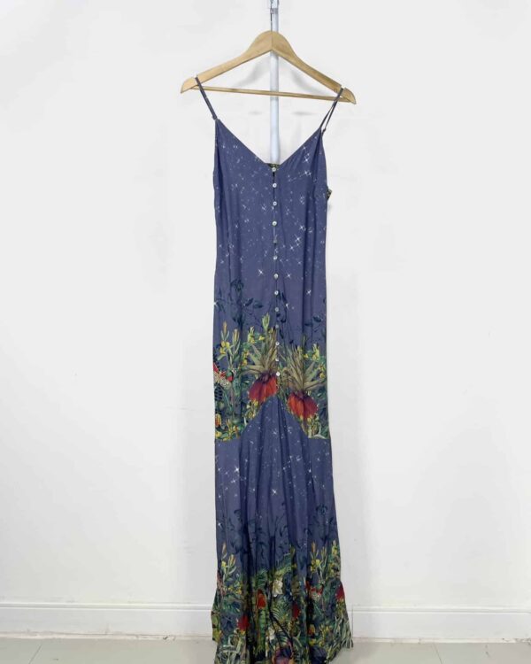 Vestido longo azul com estamp DRESS TO - P -  VENDIDO SISTEMA OTO