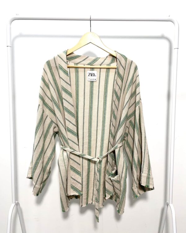 Kimono listrado bege e verde ZARA - P - VENDIDO SIST OTO