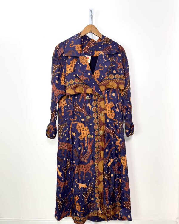 tranch coat azul marinho com estamp onça FARM GLOBAL - P - VENDIDO SISTEMA OTO