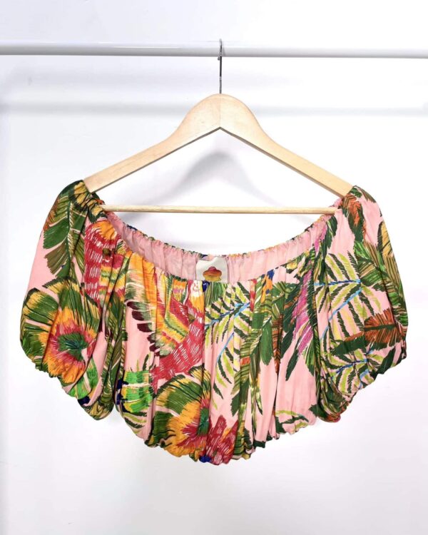 Top rosa com estamp flores FARM GLOBAL - P VENDIDO SISTEMA OTO