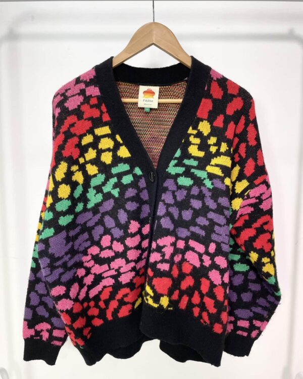 Casaco de tricot preto com estamp colorida FARM GLOBAL - P - VENDIDO SISTEMA OTO