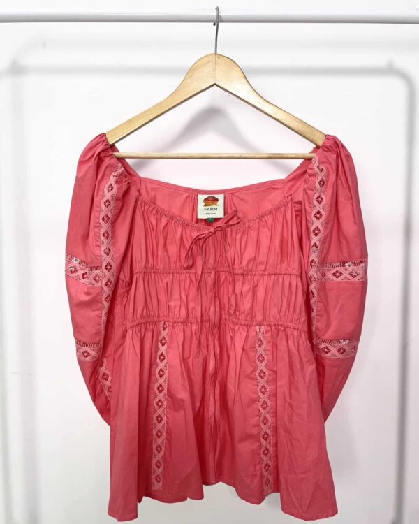 Blusa rosa com de renda FARM GLOBAL - P - VENDIDO SISTEMA OTO
