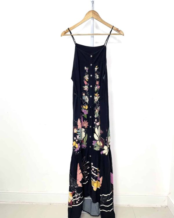 Vestido midi preto com e stamp FARM - G - VENDIDO SISTEMA OTO