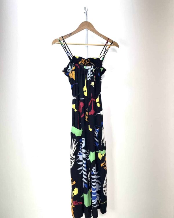 Macacão pantacurt estampado preto com cores ANIMALE - 36 - VENDIDO SISTEMA OTO