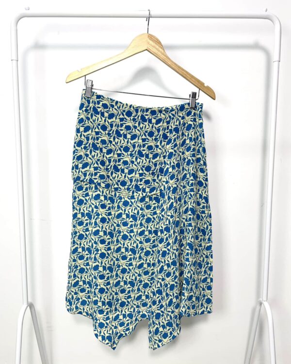 Saia seda estampada bege e azul ATEEN - 38 *VENDIDO SISTEMA OTO*