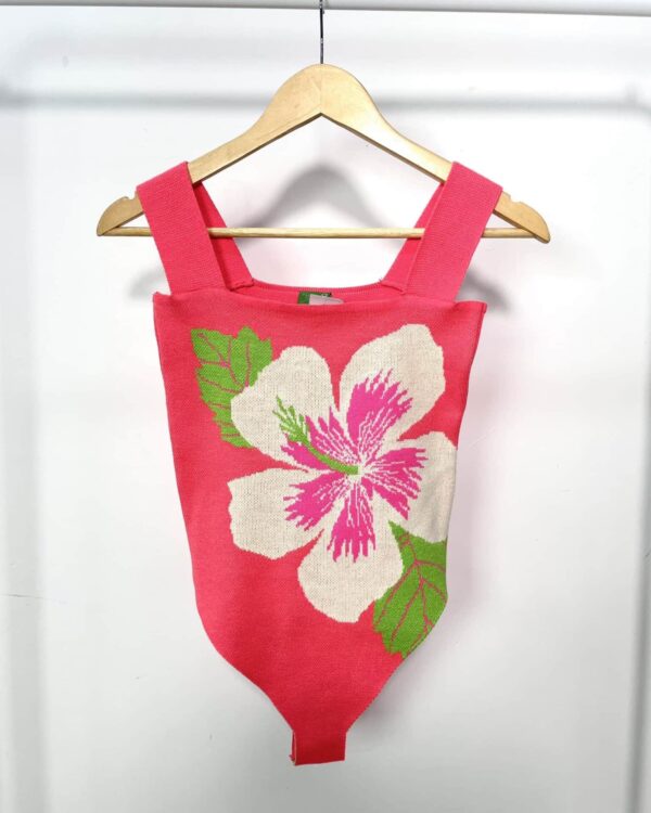 Body rosa com estampa flor FARM - M - VENDIDO SISTEMA OTO