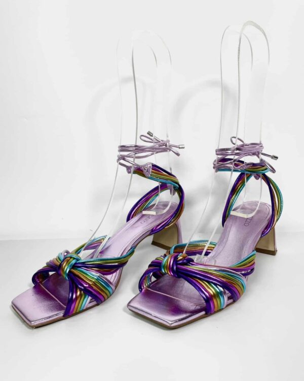 Sandália roxa metalizada AREZZO - 36 - VENDIDO SIST OTO