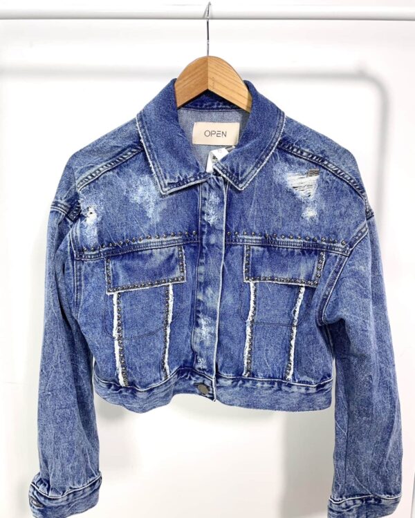 Jaqueta jeans curta OPEN - M - VENDIDO SISTEMA OTO