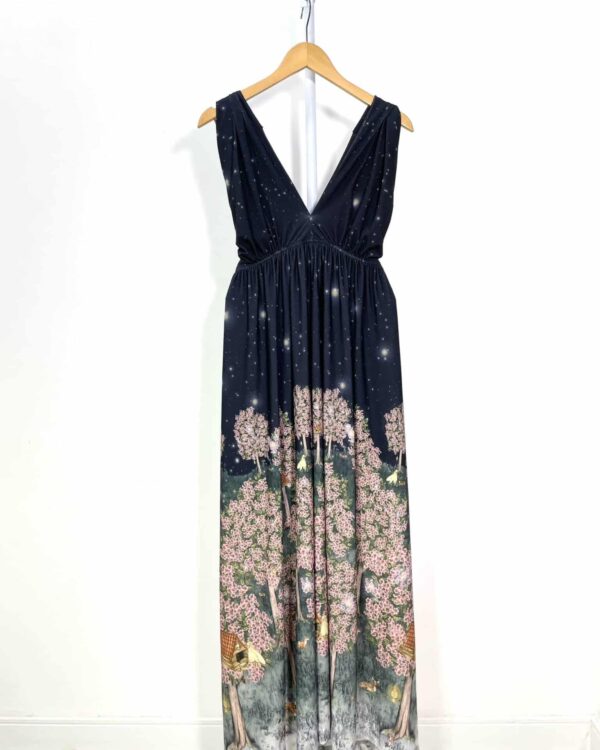 Vestido longo azul marinho estampado ANTIX - M