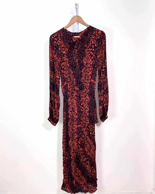 Vestido midi estampado vinho e laranja LE LIS BLANC - 40 - VENDIDO SISTEMA OTTO