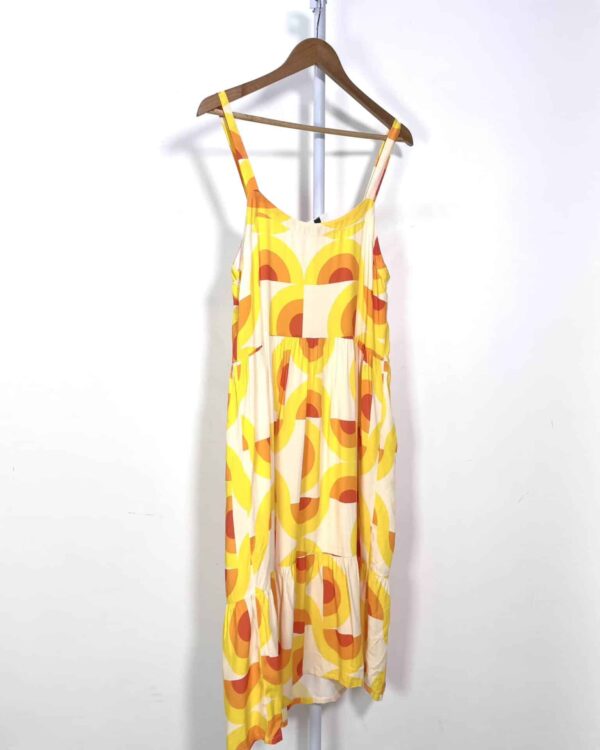 Vestido midi estampa amarela e laranja TOTEM - G - VENDIDO SISTEMA OTO