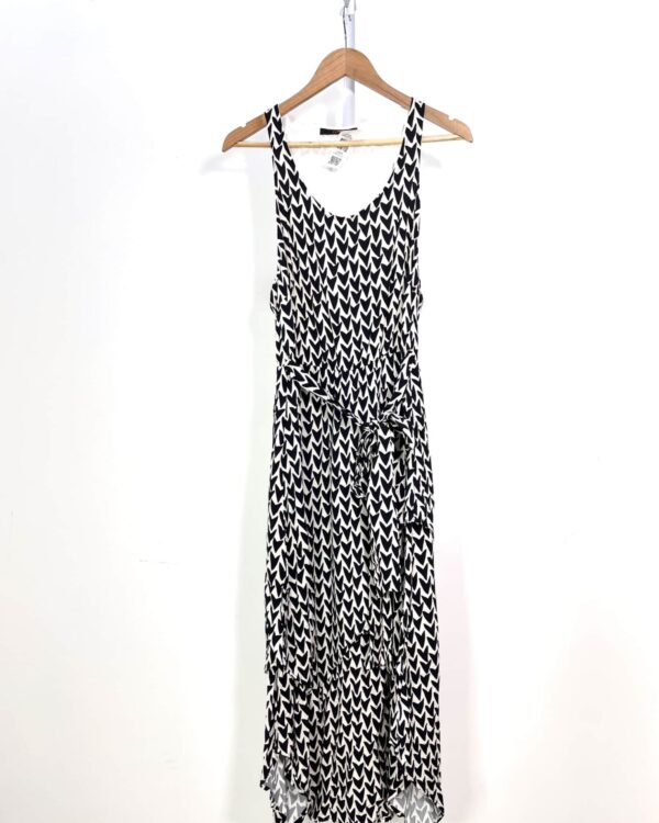 Vestido midi preto e branco estampado ANIMALE - 40 - VENDIDO SISTEMA OTO