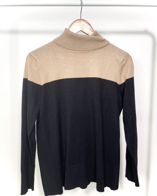 Blusa tricot preta e bege CABLE & GAUGE  -  G - VENDIDO SISTEMA OTO