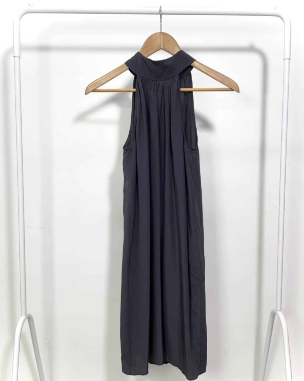 Vestido seda cinza com amarração ATEEN - 36