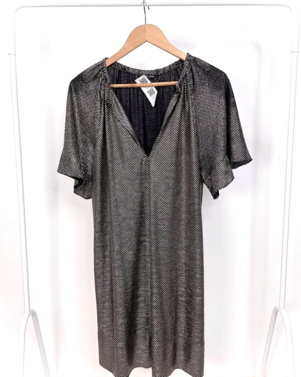 Vestido curto preto com metalizado prata LE LIS BLANC - M - VENDIDO SIST OTO