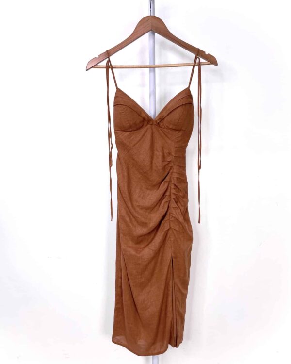 Vestido midi marrom - P