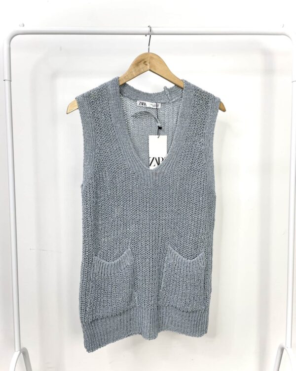 Colete tricot azul ZARA- M *nunca usado*