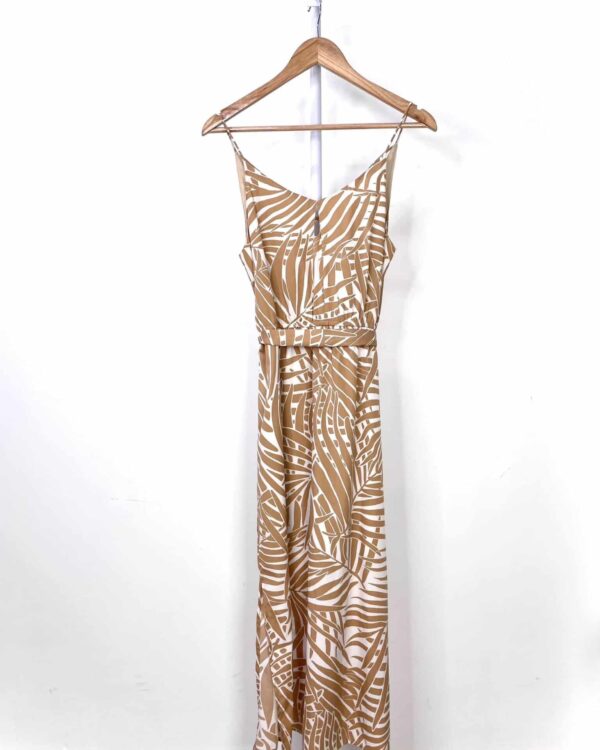 Vestido midi marrom com estamp branca SHOULDER - 40