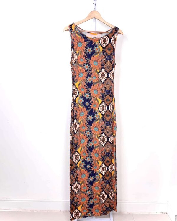 Vestido longo estampado malha canelada DRESS TO - M - VENDIDO SISTEMA OTO