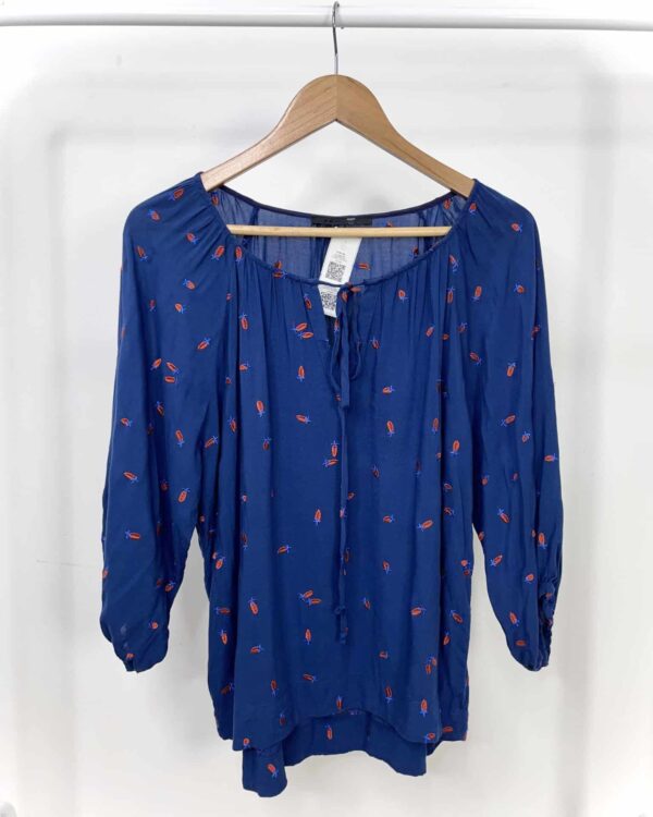 Blusa azul marinho com bordados CANTÃO - P - VENDIDO SISTEMA OTO