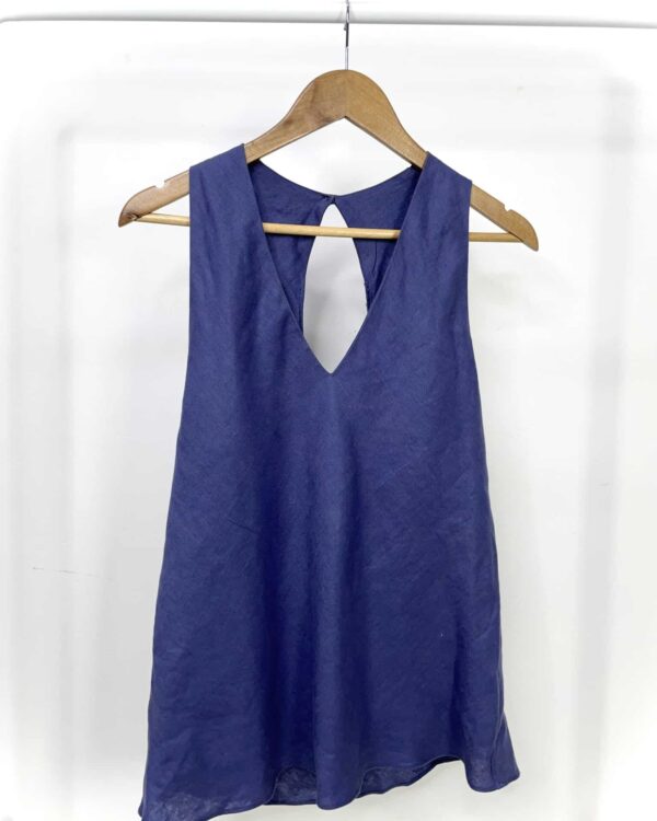 Regata azul linho bordado LE SOLEIL D' ÉTÉ - P - VENDIDO SISTEMA OTO