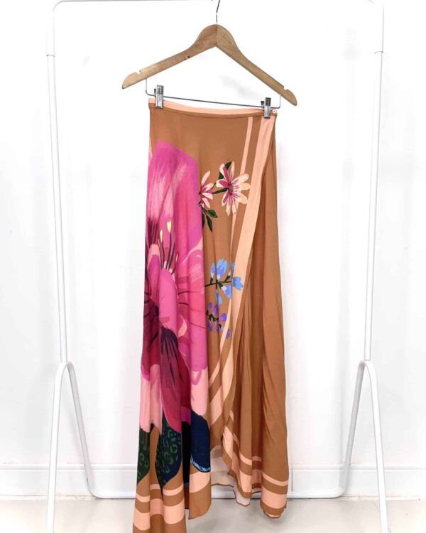 Saia transpassada laranja com flores FARM - P - VENDIDO SISTEMA OTO