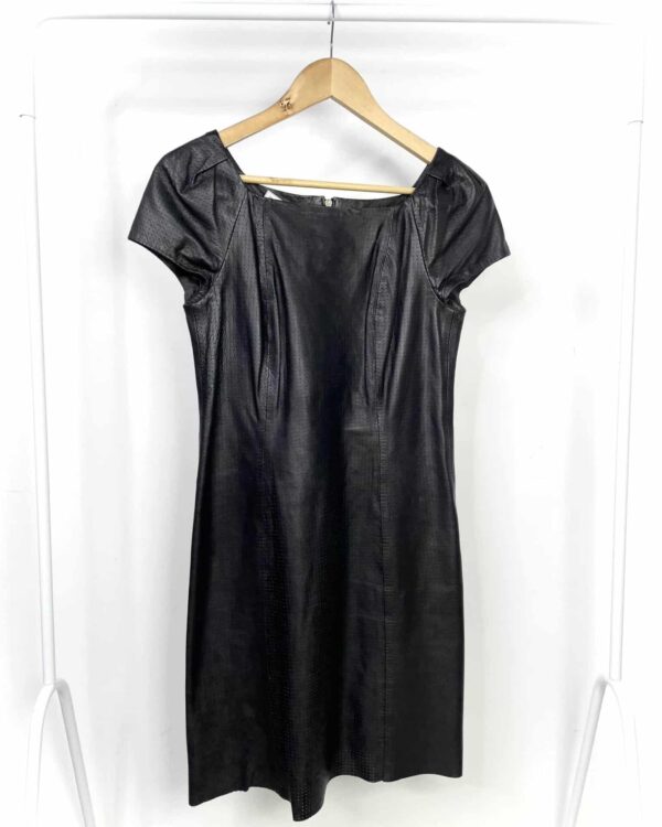 Vestido couro preto LITA MORTARI - 36