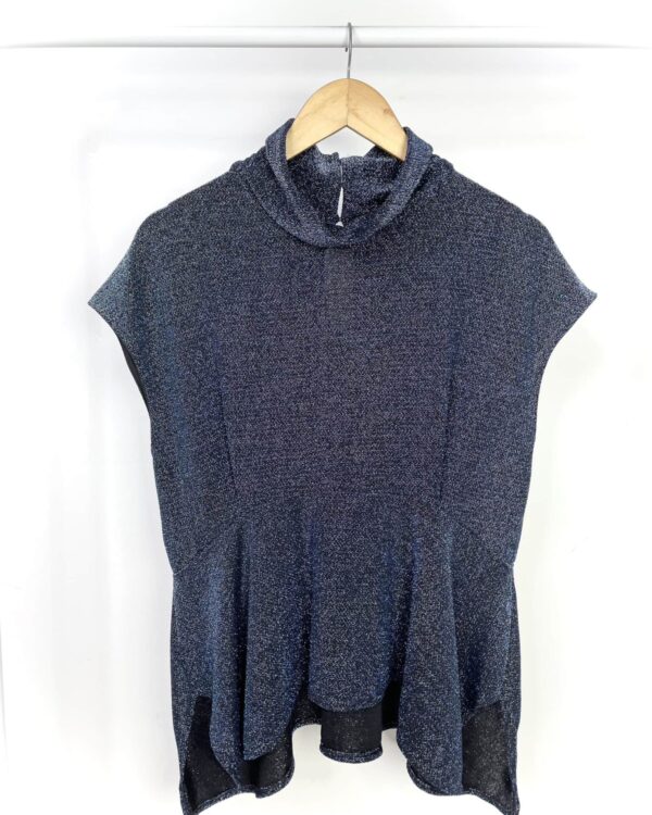 Blusa preta lurex azul LE LIS BLANC - M *nunca usado* - VENDIDO SISTEMA OTO