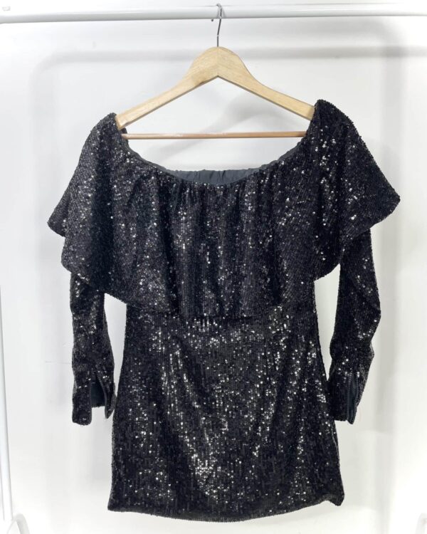 Vestido preto paête curto GIULLIÉR  - P - VENDIDO SISTEMA OTO