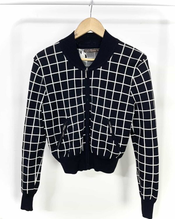 Casaqueto tricot preto estampa xadrez BO.BÔ - M - VENDIDO SISTEMA OTO