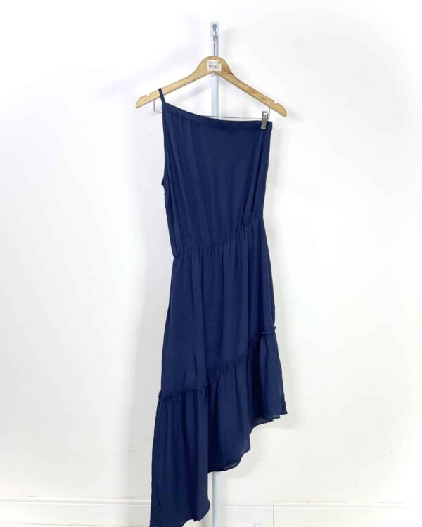 Vestido seda midi um ombro azul marinho ATEEN - 36 - VENDIDO SISTEMA OTTO