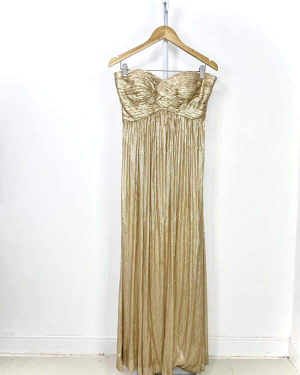 Vestido longo sem alça paete dourado LA FEMME - P