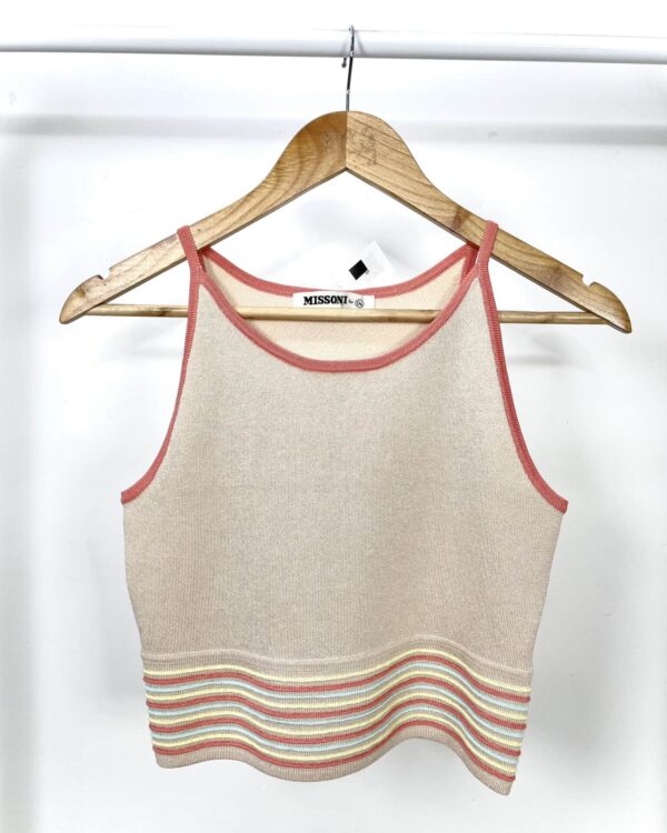 Cropped tricot bege com detalhes coloridos MISSONI + C&A - M - VENDIDO SISTEMA OTO