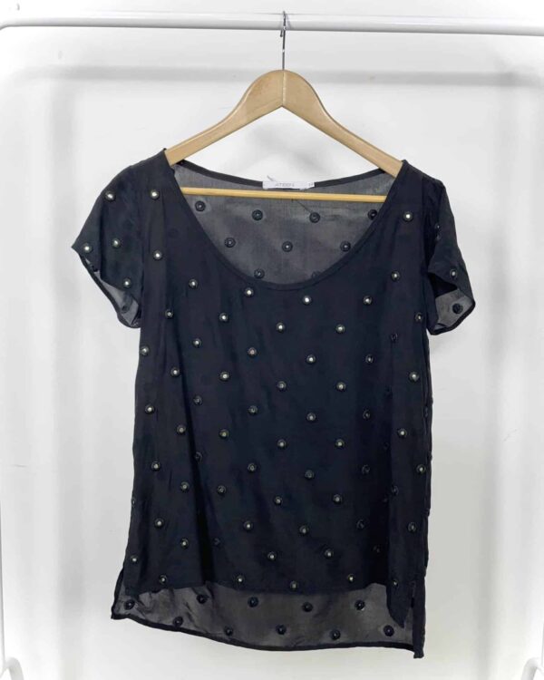 Blusa seda preta com detalhes ATEEN - 38 - VENDIDO SISTEMA OTO