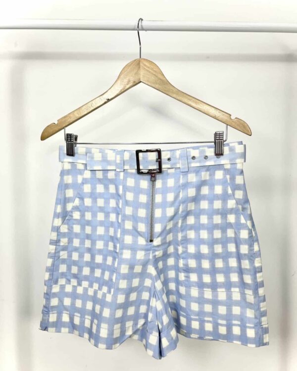 Short azul e branco cintura alta ANIMALE - 36 - VENDIDO SISTEMA OTO