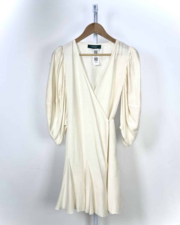 Vestido curto transpassado bege MADNOMAD - P - VENDIDO SISTEMA OTO